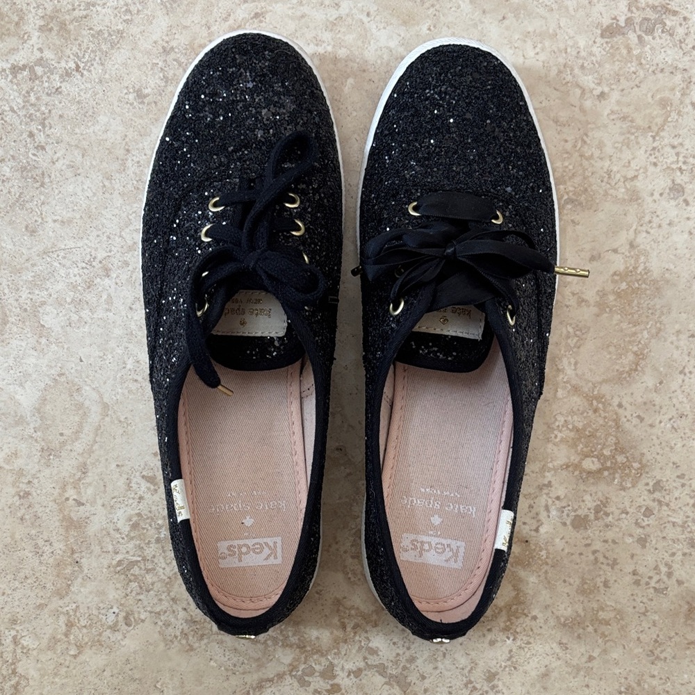 Kate Spade Black Glitter Sneakers
